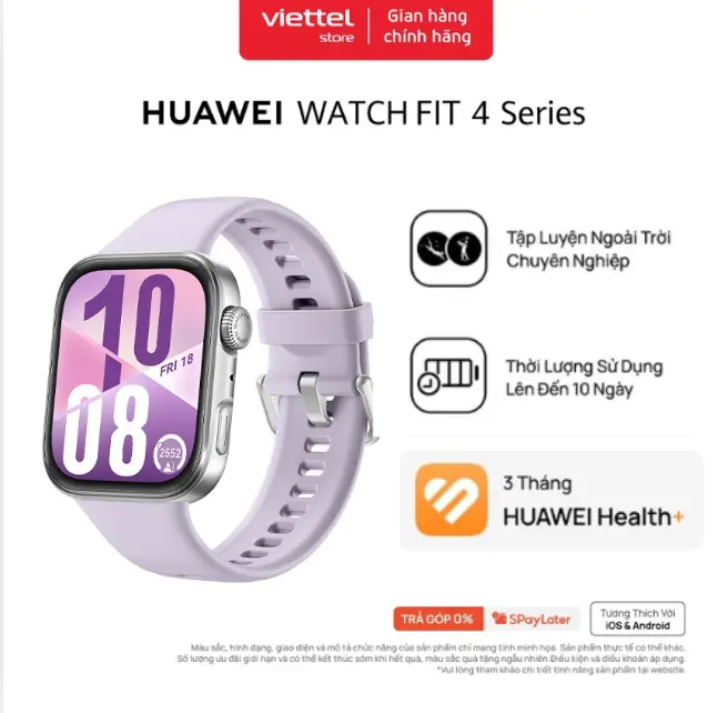 Đồng Hồ Thông Minh HUAWEI WATCH FIT 4 Chính hãng | Mỏng Nhẹ | Thể Thao & Sức Khỏe | Lên Đến 10 Ngày Sử Dụng| ECG* | BigBuy360 - bigbuy360.vn