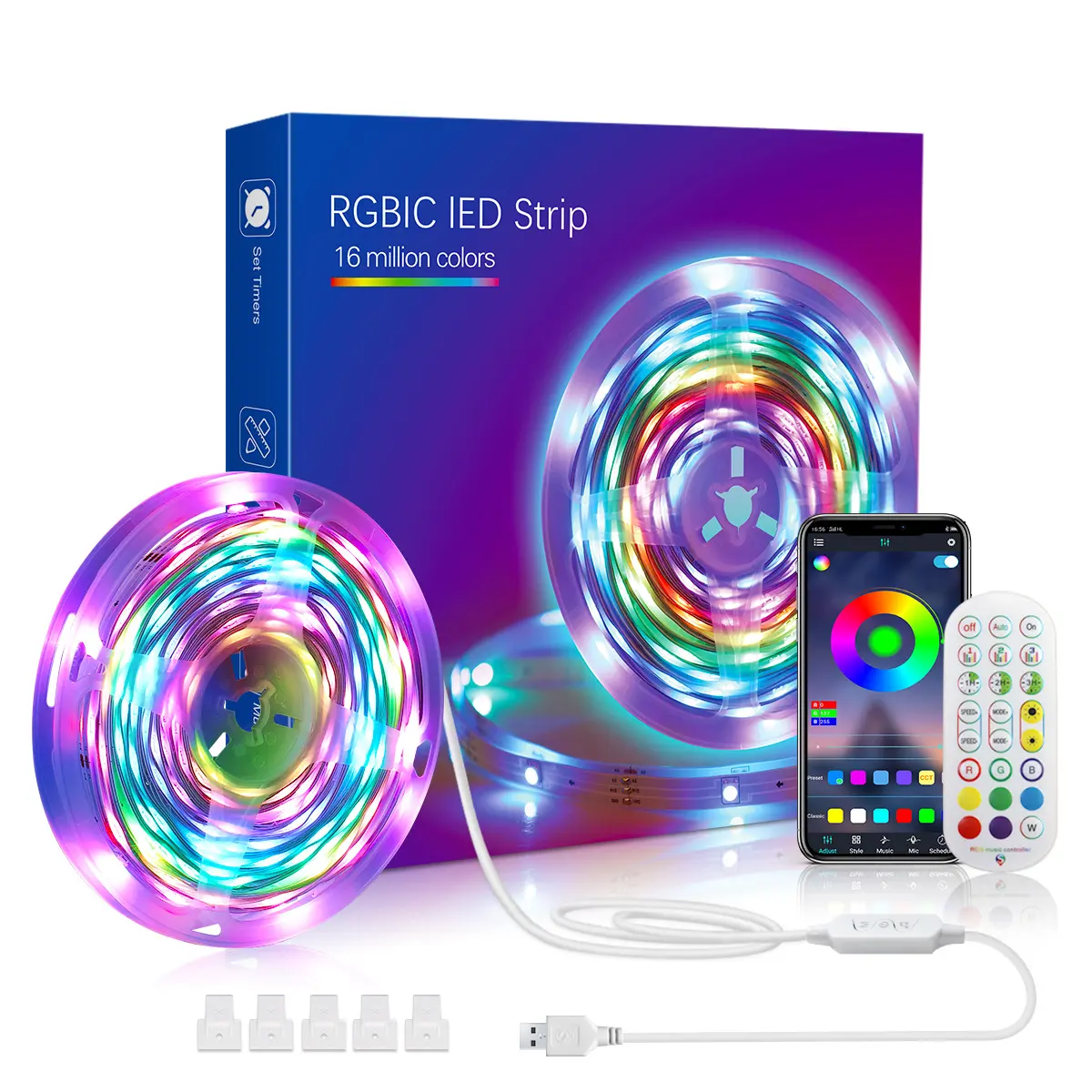 1M/3M/5M/10M Dream Color TV Led Backlight - RGBIC LED TV Led Backlight Sync with Music, APP Control with Remote