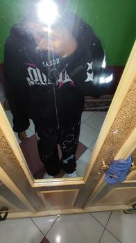 Product Review of HOODIE BOXY Menyala ZipperJAKET ZIPPER BOXY SABLON FOAMING DAN AKSEN MENYALA BLACK PING PRIA WANITA Unisex Hitam Sweater Santai from C**🦋 0