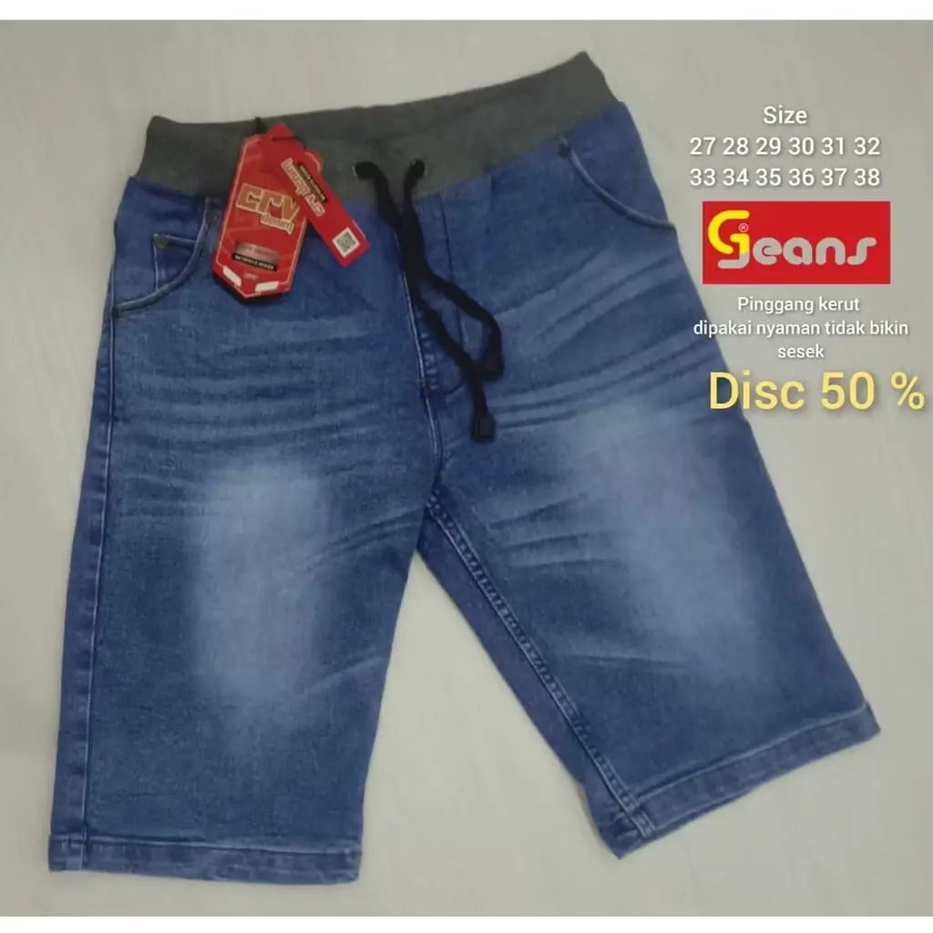 Celana pendek kerut jeans | celana pendek pria | celana pendek
