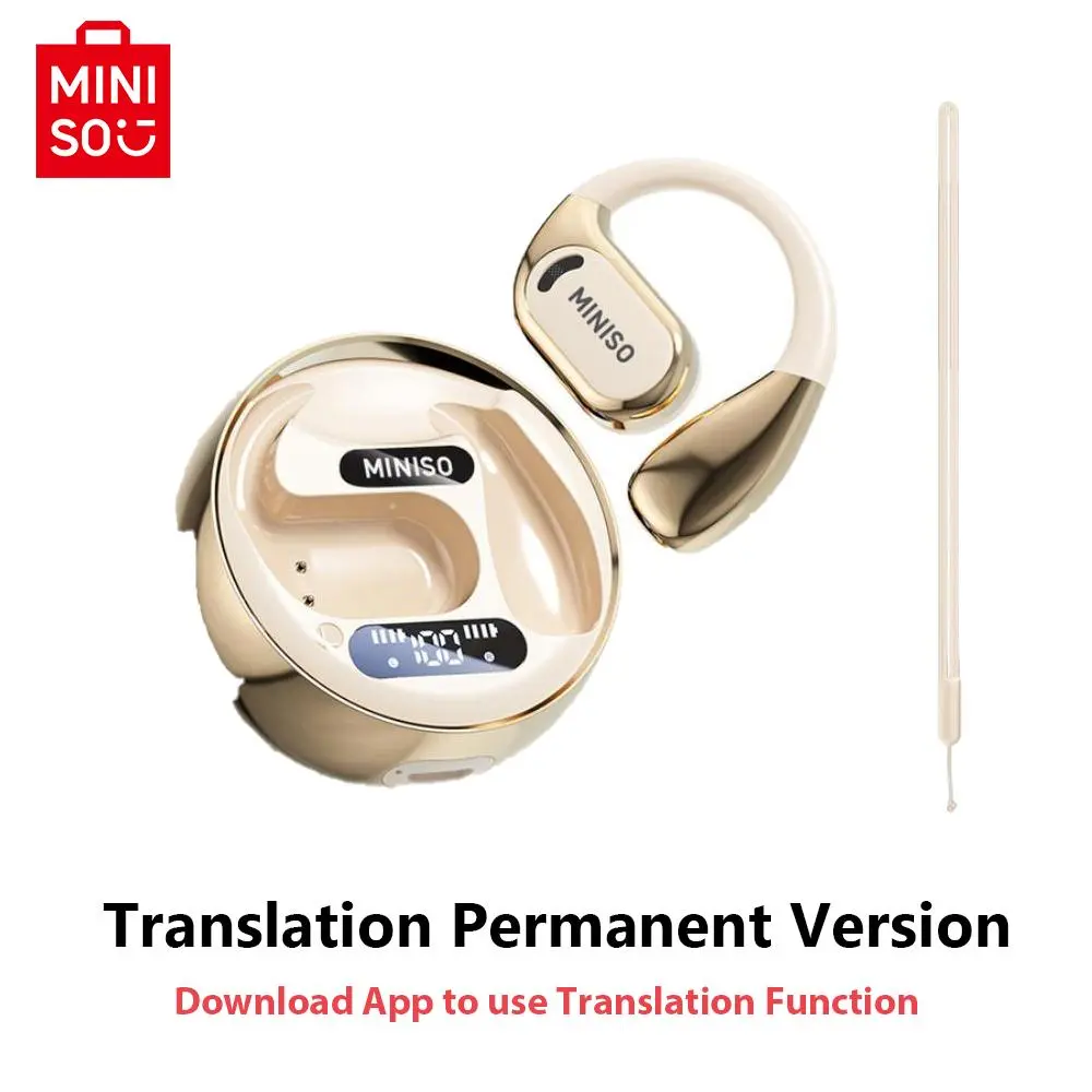 MINISO MS169 Translator Earbuds Open-ear Wireless Earbuds,V5.4,35Hrs Playtime,BT Earphopnes On Ear Headphones Immersive Premium Sound Long Distance Connection Headset with Charging Case Audio Electronic