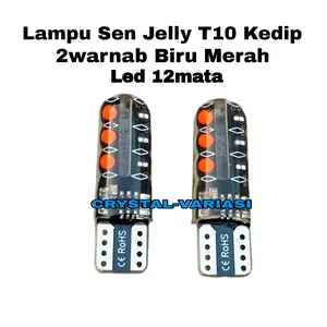 Lampu Sen Motor Sen Jelly T10 Kedip 2warna Biru Merah Led 12mata