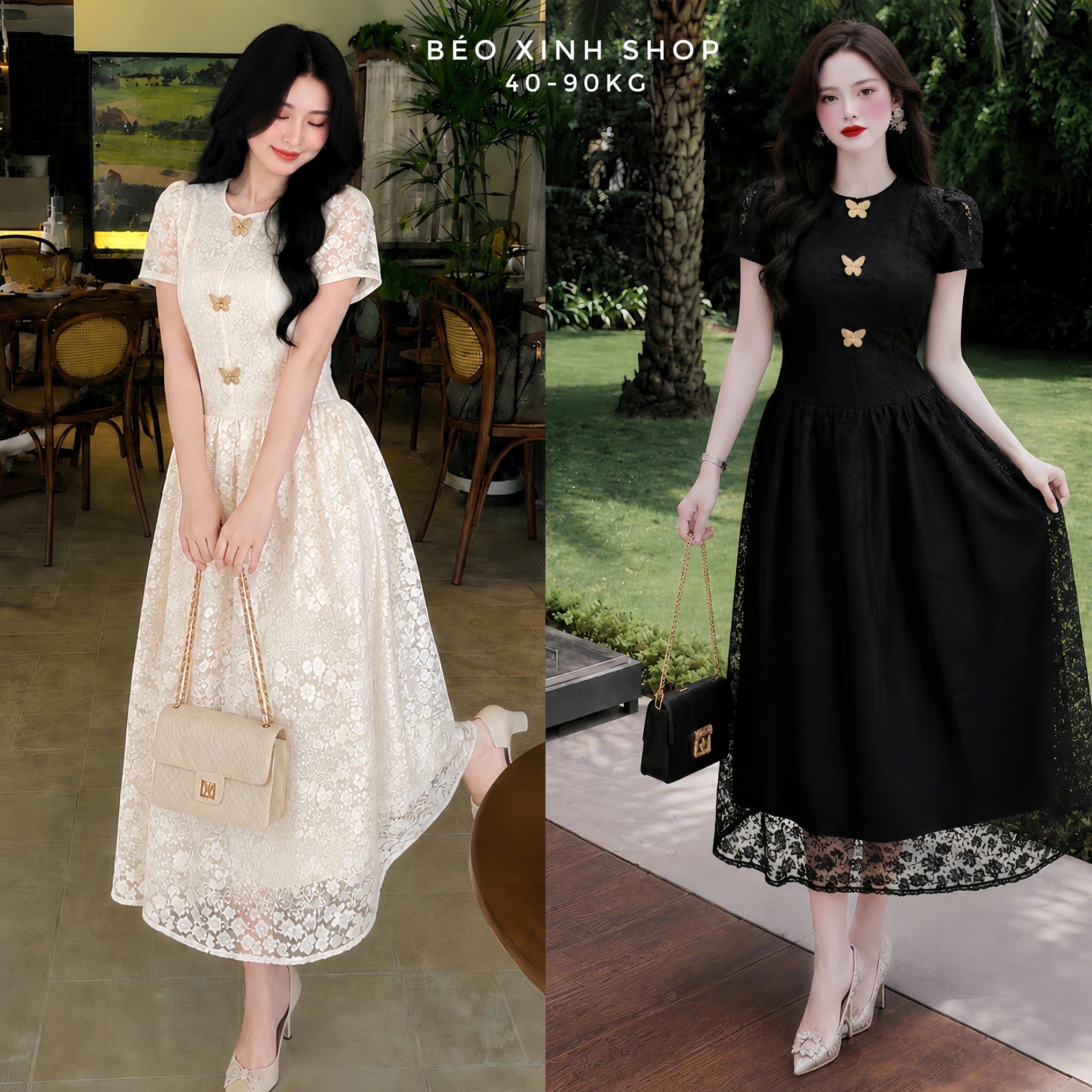Đầm Ren Hoa 2 Lớp Đính Bướm Nữ Bigsize Cao Cấp 40–90kg Thời Trang Nữ Béo Xinh Shop - A.1891