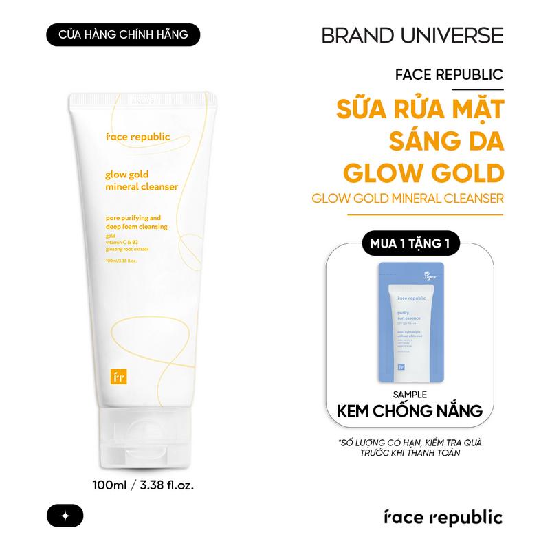 Sữa Rửa Mặt Face Republic Glow Gold Hỗ Trợ Sáng Da Vitamin C Niacinamide 100ml