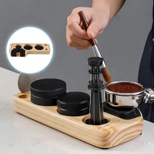 Coffee Brewing Brew Wooden Pad Holder Tamper Holder Coffee Tamper Station Talenan Alas Press Bubuk Kopi Barista Dudukan Kayu Tamper Portafilter