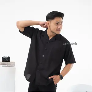 Grandisk - Kemeja Bowling Kemeja Lengan Pendek Oversize