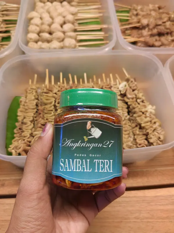Sambal angkringan 27 pedas gacor, sambal teri, teri medan, cabai asli, tanpa pengawet, sambal pedas, sambal extrapedas 7