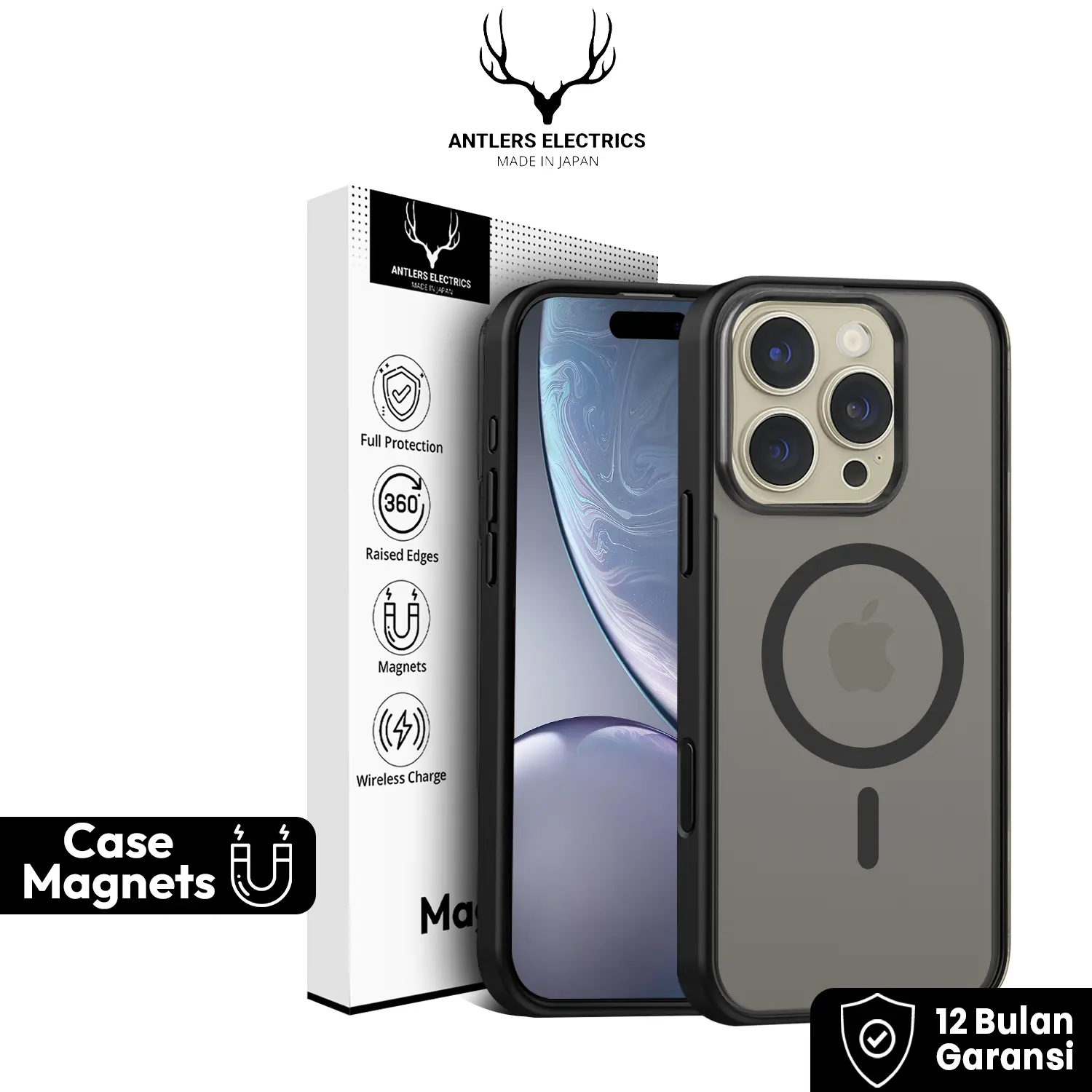 Antlers Electrics Magsafe Matte Black Edition HardCase for iPhone XR XS XSMAX 11 PRO MAX 15 PRO MAX 12 PRO MAX 15 PRO 16 16 PLUS 16 PRO 16 PRO MAX Magnetic Hybrid Dove Hardcase Bumper