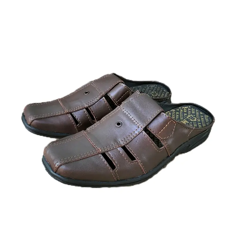 Sendal Bustong Kulit Pria Terbaru - Sepatu Sandal Selop Kulit Pria Kasual - Shoes 5