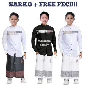 Set Muslim Anak Usia 5–13 Tahun Sarung Koko Peci | Bahan Adem, Nyaman Dipakai, Cocok Sholat & Ngaji