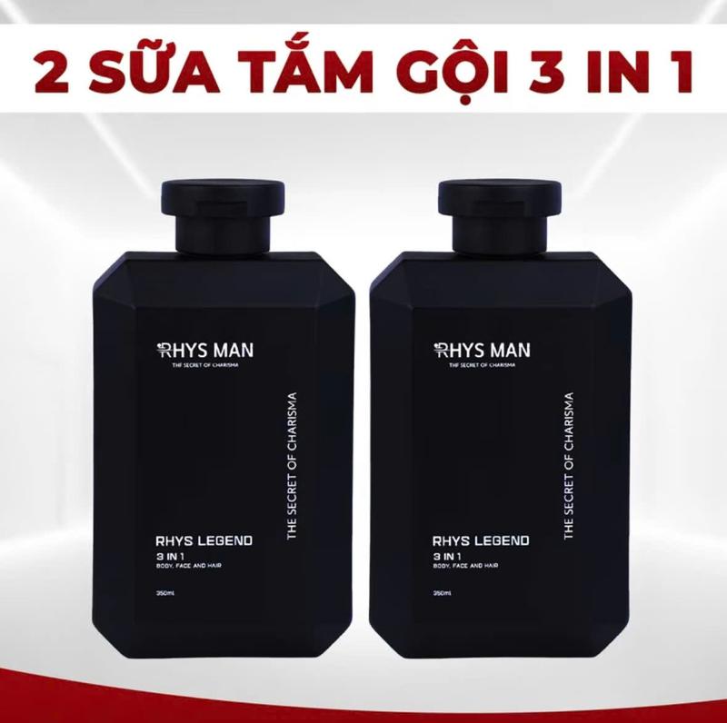 Tặng khăn mặt Combo 2 chai sữa tắm dầu gội nam giới RHYS MAN hương nước hoa 3 in 1 Rhys Legend 350ml