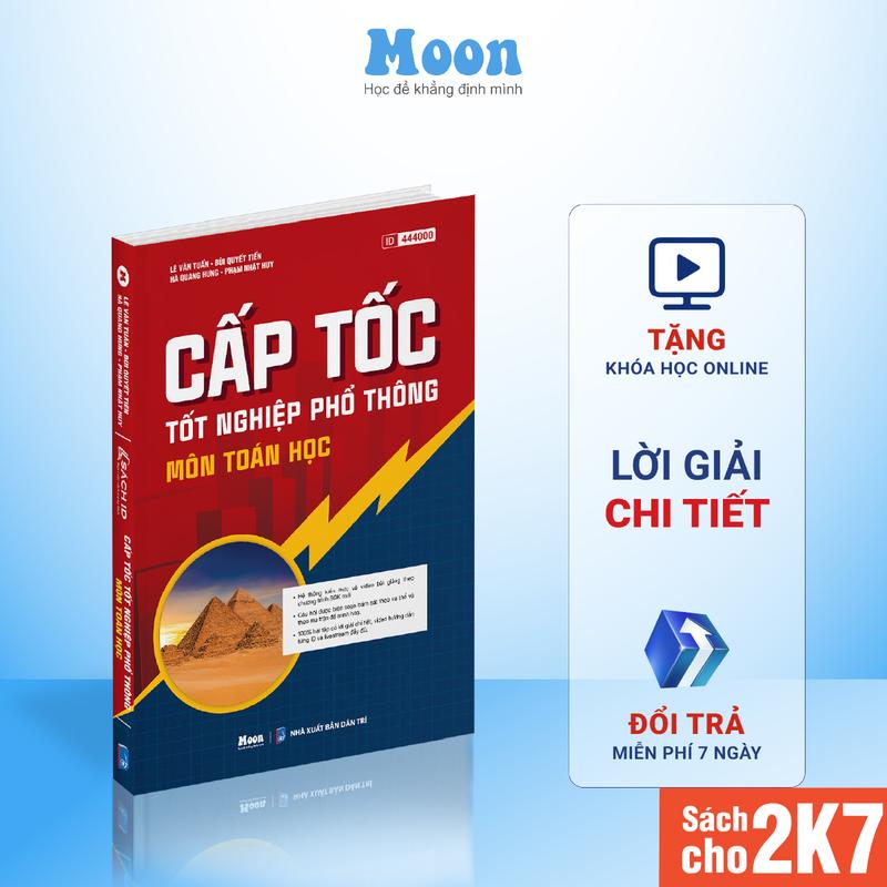 Sách tổng ôn cấp tốc toán học lớp 12 chương trình mới Moonbook