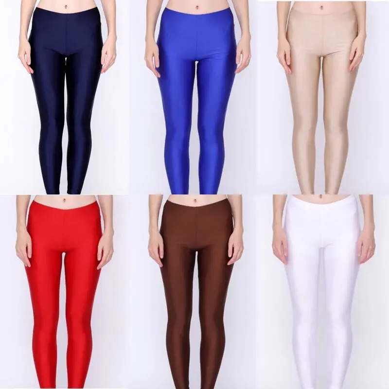￼Celana Legging Mengkilap Polos Bahan Lycra Tebal Berkualitas Hijab Friendly Wanita 0