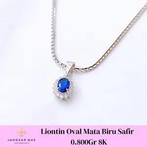 Liontin Mata Biru Safir Emas Putih 8K 0.800Gr