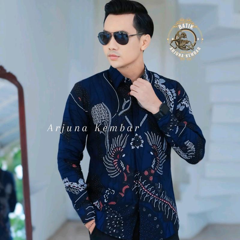 Batik pria premium katun solo DEWANGGA NAVY slimfit berlapis furing Errow. 0