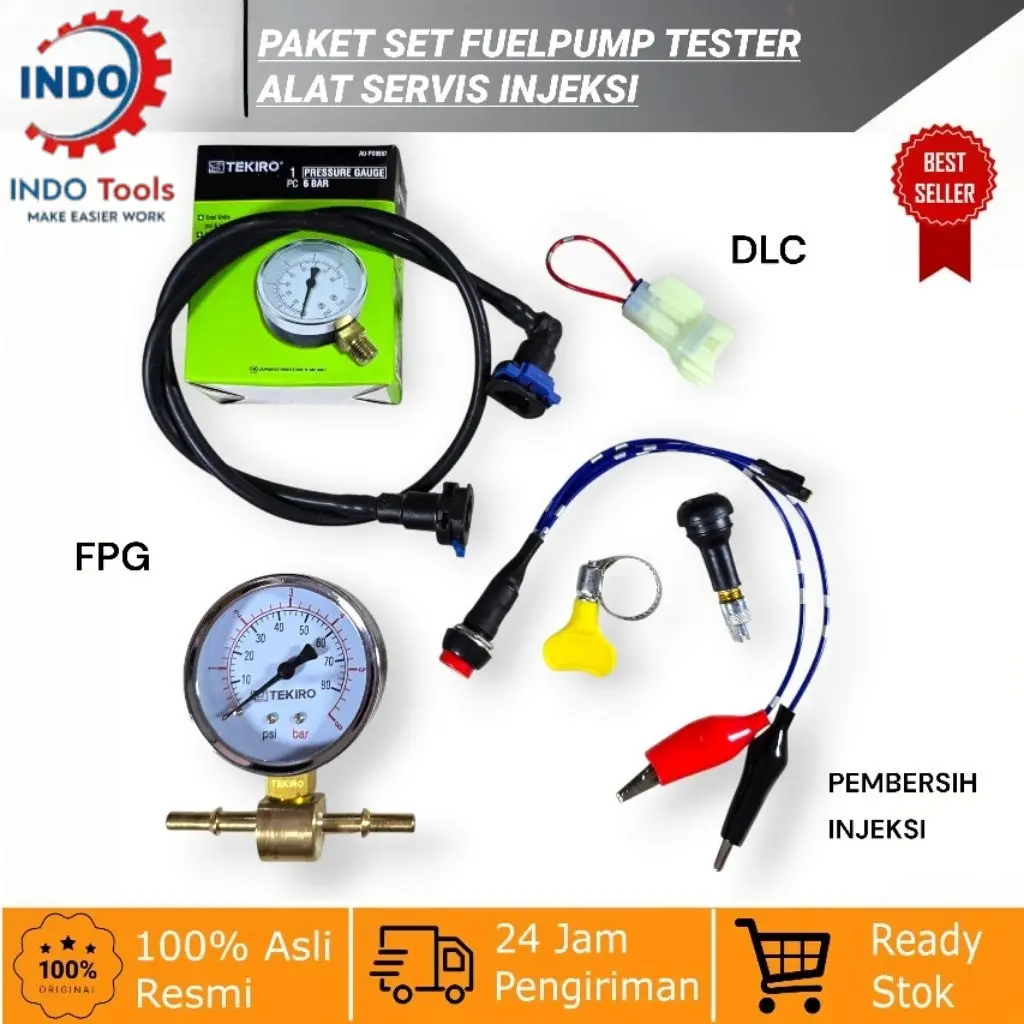 Paket Alat Ukur Tekanan Fuel Pump Tester Motor Injeksi Alat Pembersih Injektor Socket DLC Riset Injeksi