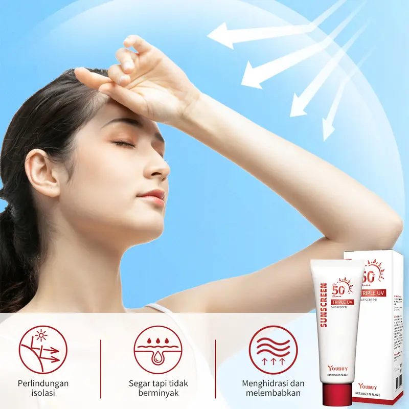 【COD】YouBuy BPOM Sunscreen SPF 50+ PA++++ Sunscreen 50g untuk perawatan muka berminyak berjerawat dan mencerahkan wajah with ceramide 1