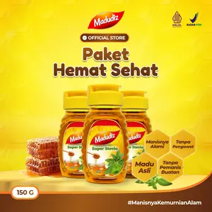 Madudiz Super Stevia 150gr Paket 3 Botol – Madu Alami dengan Ekstrak Daun Stevia