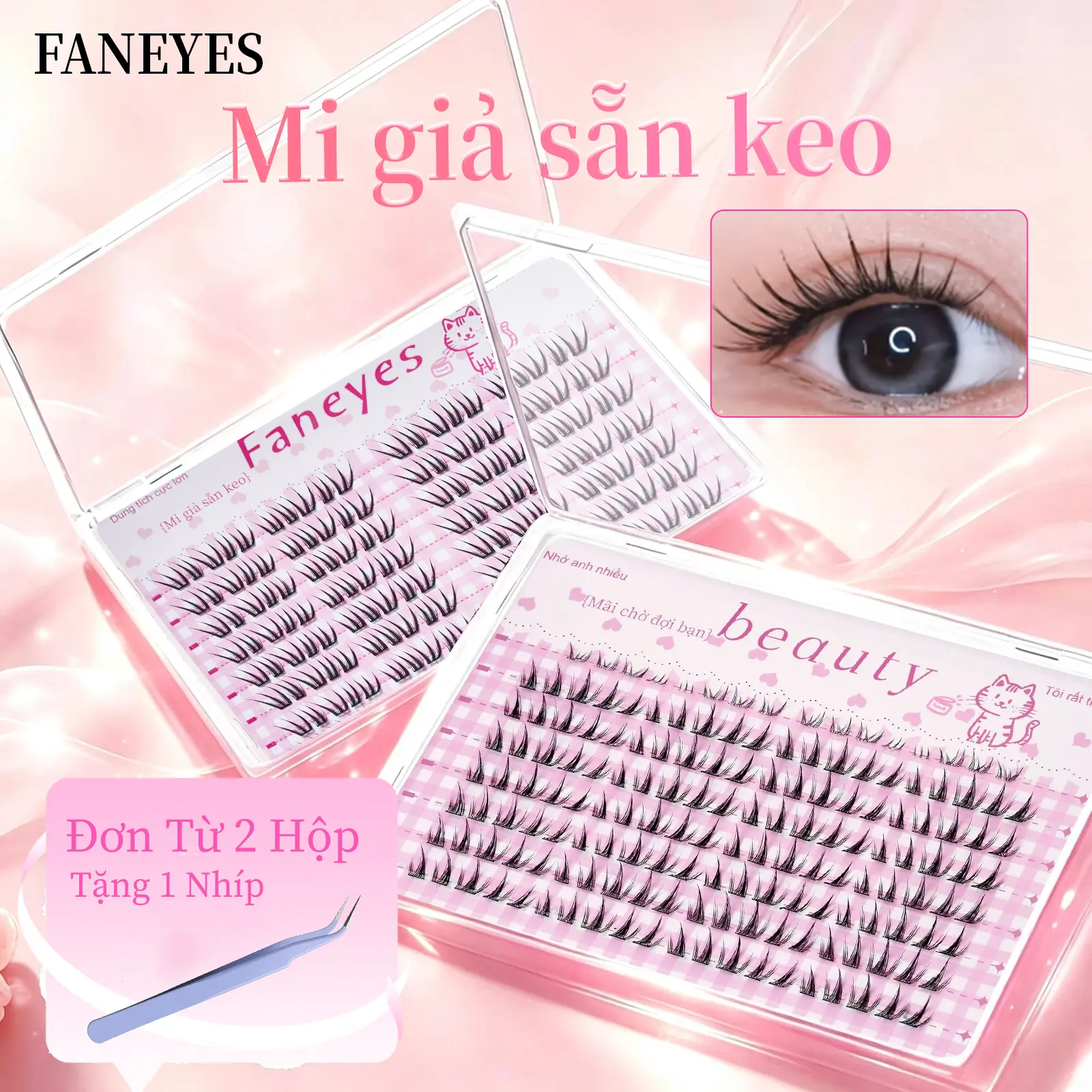 【92K/3hộp】【Mua 2 hộp tặng kèm nhíp】FANEYES Mi giả sẵn keo Dung lượng lớn 40 mẫu đa dạng lựa chọn, chống nướcsiêu dính siêu dễ dán không cần tẩy trang dán siêu nhanh cho người lười thần khí tạo mắt to