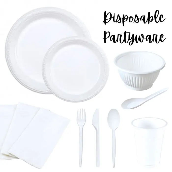 CGSPARTY Disposable Plastic Paper Partyware Essentials Cutlery Plates Cups Serving Ideas Knives