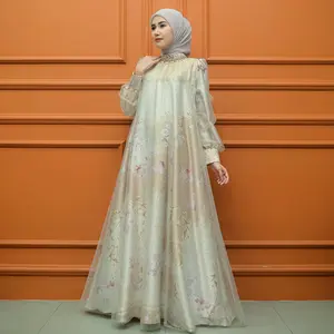 Aisyalina Id Kalyca Dress Series Tanpa Hijab Bahan Armany Print Mix Tile Dress Gamis Wanita