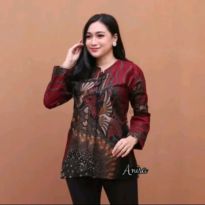 ATASAN BLOUSE BATIK LENGAN BALON UKURAN (M L XL XXL 3XL) SAMPAI JUMBO ATASAN WANITA KANTOR WANITA PEREMPUAN DEWASA BAHAN NYAMAN