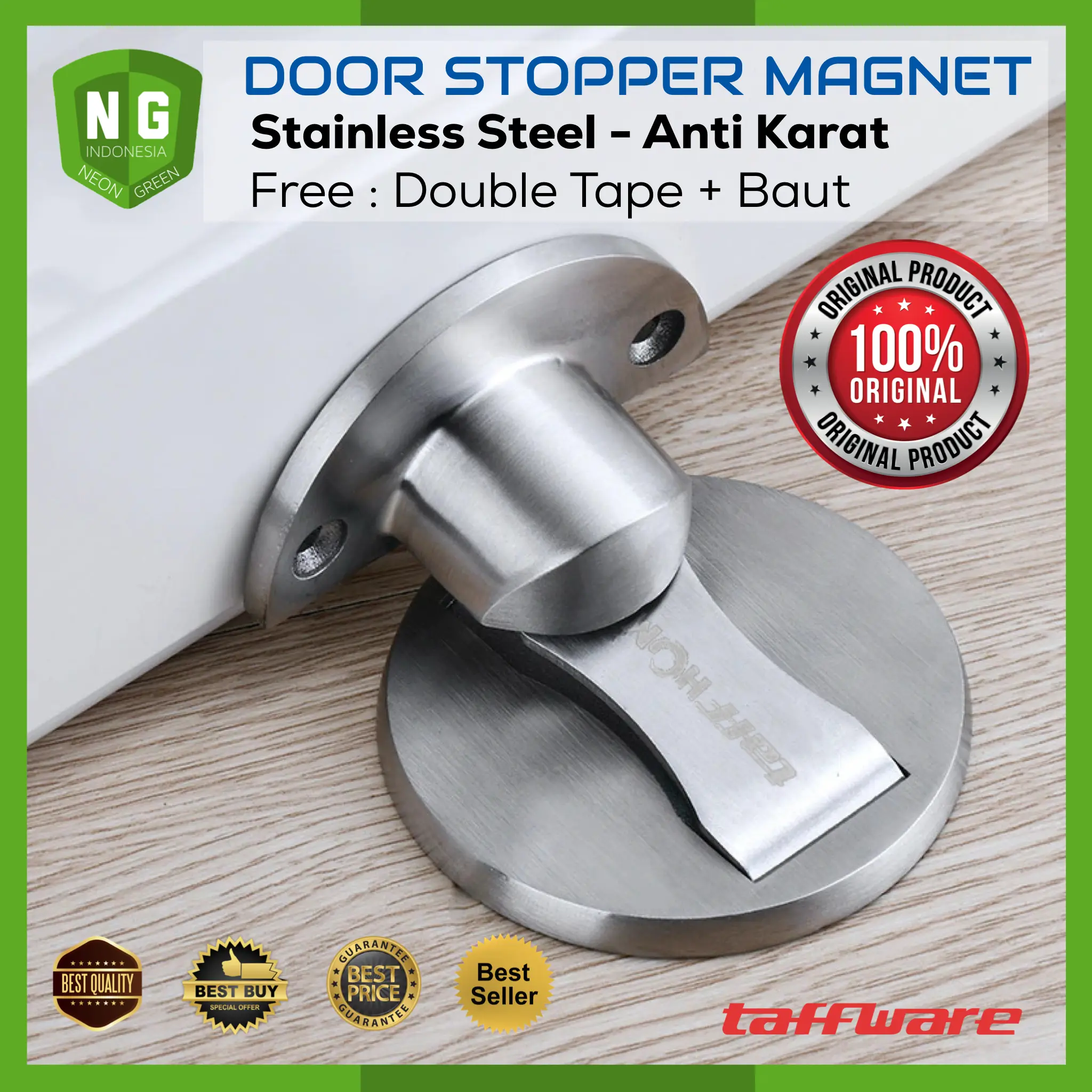 Penahan Pintu Stainless Steel 304 Anti Karat dengan Magnet DOOR STOPPER Bisa di Tempel PREMIUM