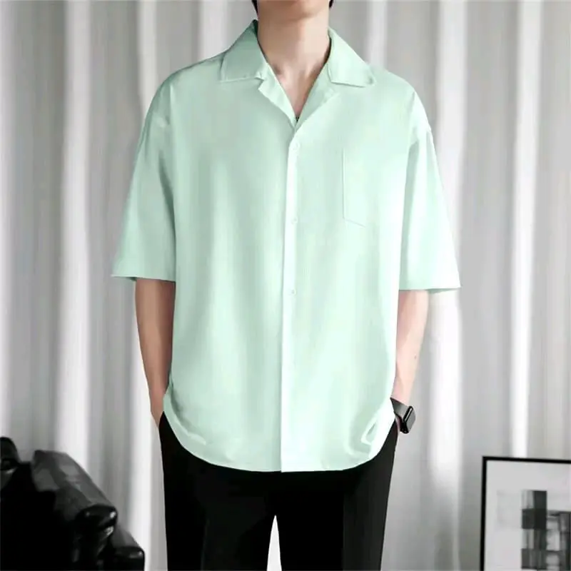 Baju Pantai Kemeja Polos Haway Kerah Piyama Bahan Katun Rayon korean Style Termurah 5