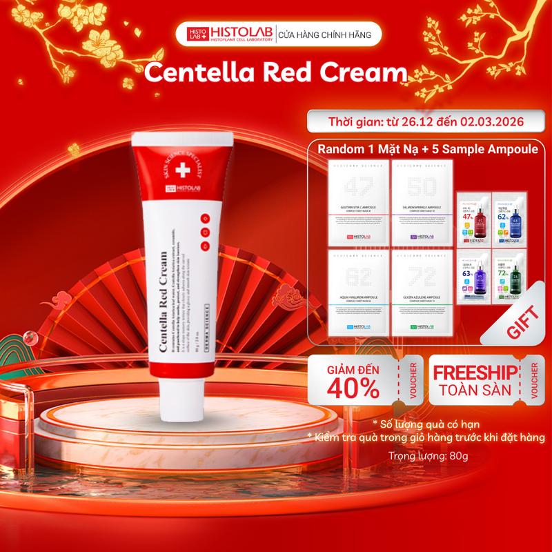 Kem Dưỡng Ẩm Hỗ Trợ Phục Hồi - Tạo Lớp Mặt Nạ Khóa Ẩm HISTOLAB Centella Red Cream 80g 250g