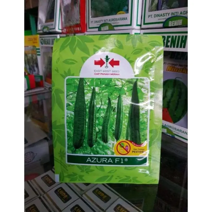 Benih Gambas Oyong jumbo Tahan Virus Azura F1 (Produksi Tinggi Tidak Pahit dan Disukai Pasar) Cap Panah merah isi 75 Butir. Kadaluarsa. 2025 (Terbaru) Sangat Tahan Virus dan Cuaca Ekstrim Hijau Tanaman
