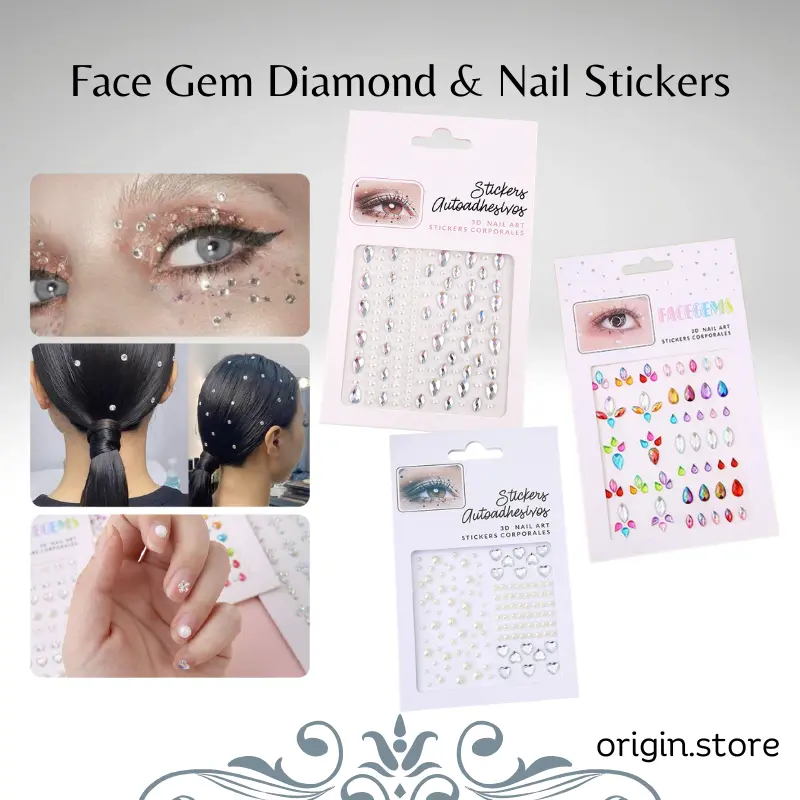 Face Gem Stickers Diamond Rhinestone Manik Kuku Mutiara 3D Nail Art Makeup Elegant Stiker Wajah Kutek XX127 Lem Polish