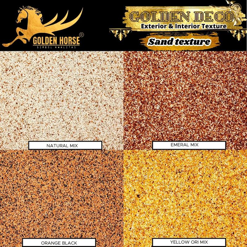 wallpaper & dekorasi dinding Cat Dinding Golden Deco Tekstur Pasir Halus 20 Kilo kat tahan lembap 4