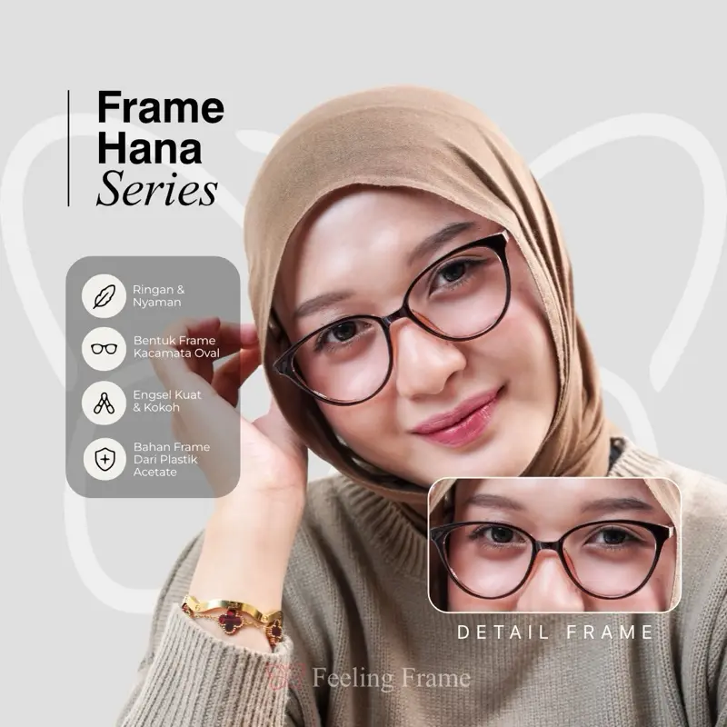 Feeling Frame (BELI 1 GR4T1S 1) Frame Kacamata Cat Eye Hana Series Perempuan Antiradiasi Blueray Lensa Optik Unisex Kokoh Ringan Berkualitas - Eyewear, Glasses