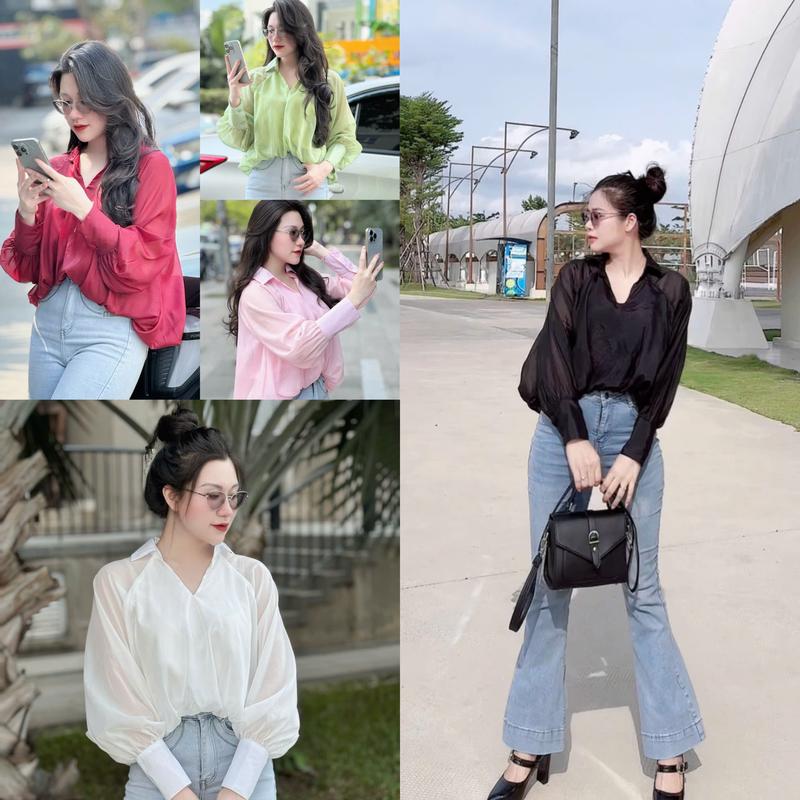  MS242: ÁO SƠ MI TAY DÀI KIỂU BÍ PHỒNG VOAN TƠ MỀM. BIGSIZE TỪ 40-95KG. 