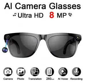 Kacamata Elavo Meta Ray dengan dual kamera 8Mp bisa foto dan video image stabilization anti shake resolusi HD 2K WiFi smart glasses AI translate bahasa bluetooth call telefon android music VR