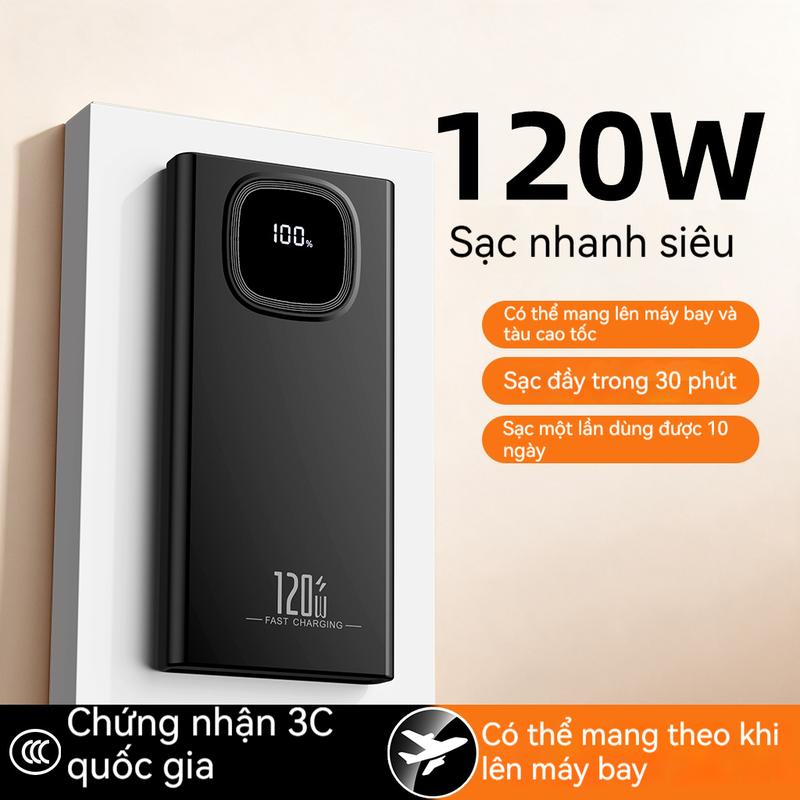 DINISHISạc dự phòng 20000mAh/50000mAh 120W PD20W tích hợp cống sạc tiện lợi cho điện thoại và máy tính sạc siêu nhanh 120W