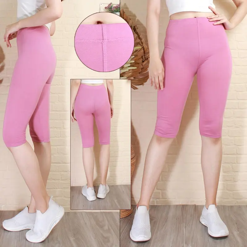 3 PCS LEGGING 3/4 RAYON PREMIUM (Bahan Kaos) Wanita Celana Panjang Pendek 7