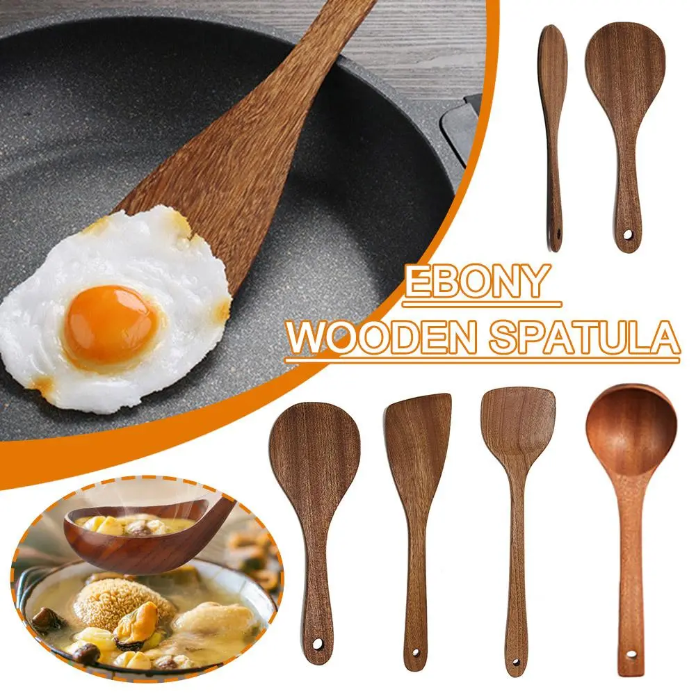 1pcs Non-stick Wooden Spatula Shovel Rice Spoon Soup Spoon Wooden Spoon Wooden Kitchen Utensil 4 Sizes