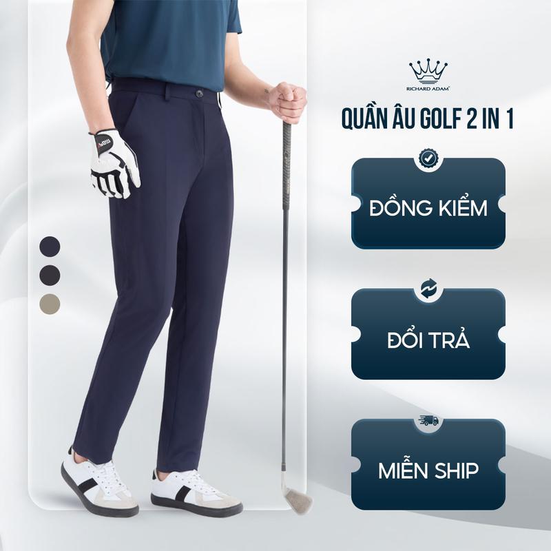 Quần Golf nam RICHARD ADAM chính hãng chất vải co giãn 4 chiều, quần tây đẹp trơn trung niên ống đứng regular fit QG210624