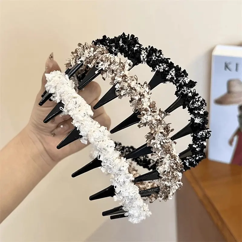 Băng Đô Tai Mèo, Thiết Kế Gợn Sóng Dệt, Thanh Lịch, Ngọt Ngào Và Bồng Bềnh Có Lược Răng, Chống Trượt bờm tóc sang chảnh