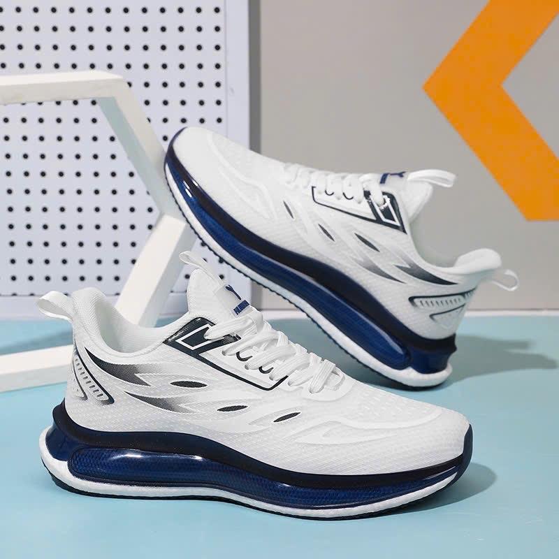 ĐẾ HẠT BOOST KHÔNG PHẢI XỐP Giày Thể Thao Nam Nữ Chạy Bộ Gym Aerobic Đế Nhẹ LK-666 trắng xanh Sneaker Sport Tập Thể Dục