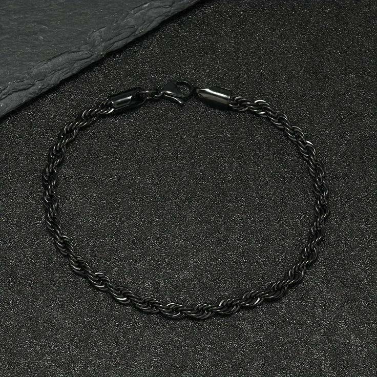 GELANG TITANIUM MODEL TAMBANG HITAM PRIA WANITA ANTI KARAT ANTI LUNTUR Elegan Dewasa Stainless Bracelets Kulit GELANG TITANIUM MODEL TAMBANG HITAM PRIA WANITA ANTI KARAT ANTI LUNTUR Elegan Dewasa Stainless Bracelets Kulit