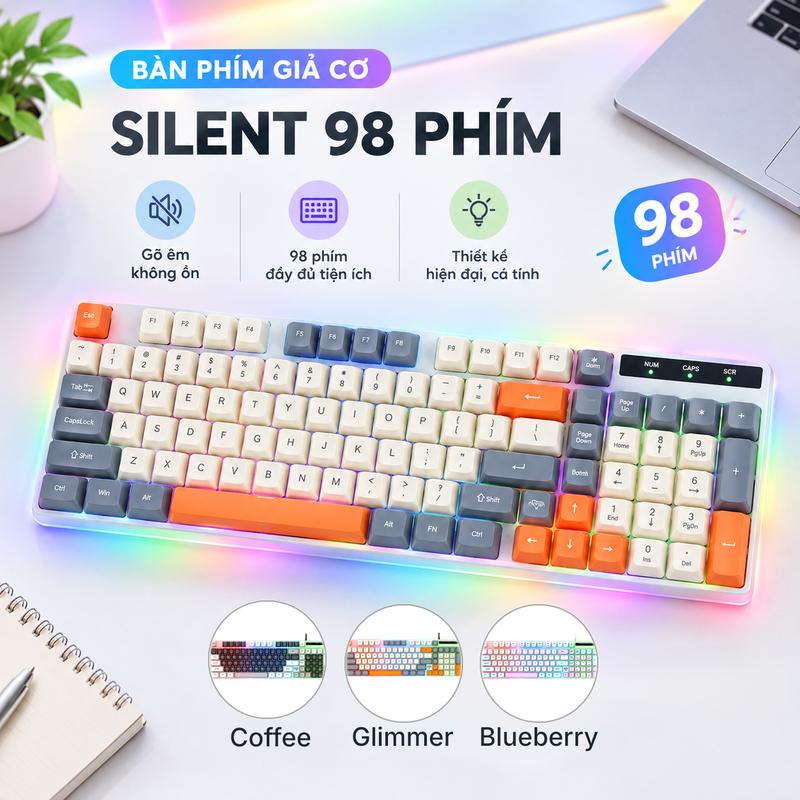 Bàn Phím Giả Cơ GGI D910 Gaming LED Rainbow Có Dây USB 98 phím gõ êm nhẹ – Bàn Phím Máy Tính Chơi Game Làm Việc