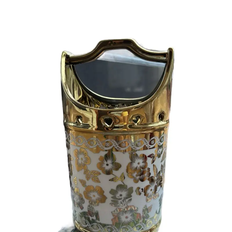 Tempat Sendok Keramik Motif Bunga Emas untuk Dapur - Kitchenware