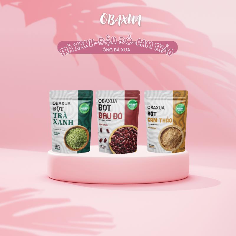 Obaxua Combo Dưỡng Da 3 Túi Bột Đậu Đỏ 500Gr Bột Cam Thảo 225Gr & Bột Trà Xanh 250Gr Dưỡng Trắng Da Mặt Và Body