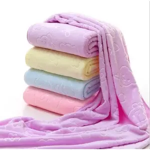 Handuk Mandi Dewasa Ukuran 70 X 140cm Emboss Beruang Bahan Microfiber Halus Cepat Kering Kualitas Paten