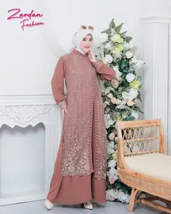 Azkia - Kaileey gamis pesta wanita terbaru- gamis simple dengan brukat terbaru - muslim, dress