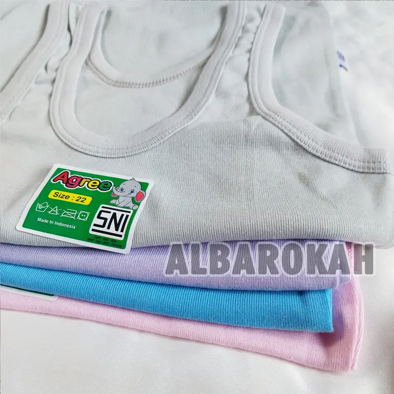 Paket Lusinan  Singlet Agree ST 05 Warna Polos / Pakaian Dalam Anak Unisex 4-15 th Dasar Warna / Kaos Singlet Anak 3pc,6pc ,12pc Fashion 7