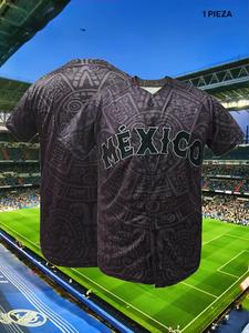 Jersey de béisbol para hombre, camiseta de manga corta con bordado de México para deportes