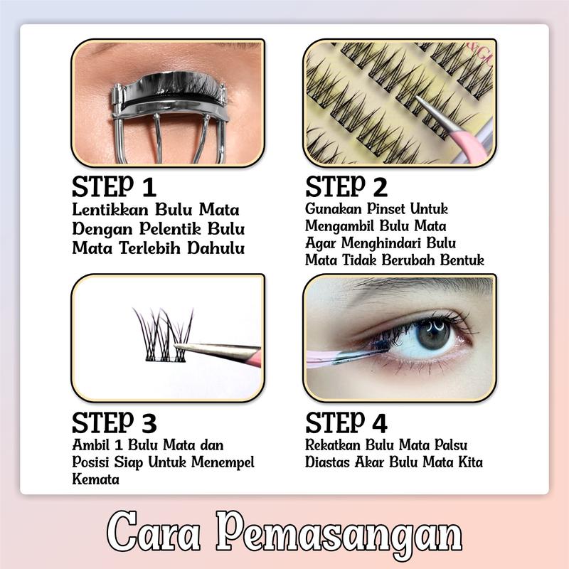 LASH MAGIC BULUMATA PALSU BEBAS LEM ( LANGSUNG TEMPEL ) EYELASH ADHESIVE CLUSTER 10 ROWS FISHTAIL 11 - 13MM KEGIATAN HARI HARI NATURAL DOUYIN KOREAN LOOK LUCNH HANG OUT WORK KERJA Eyelashes extension Memperbesar Mata Serat Kapas Premium Bulu Mata Palsu 3